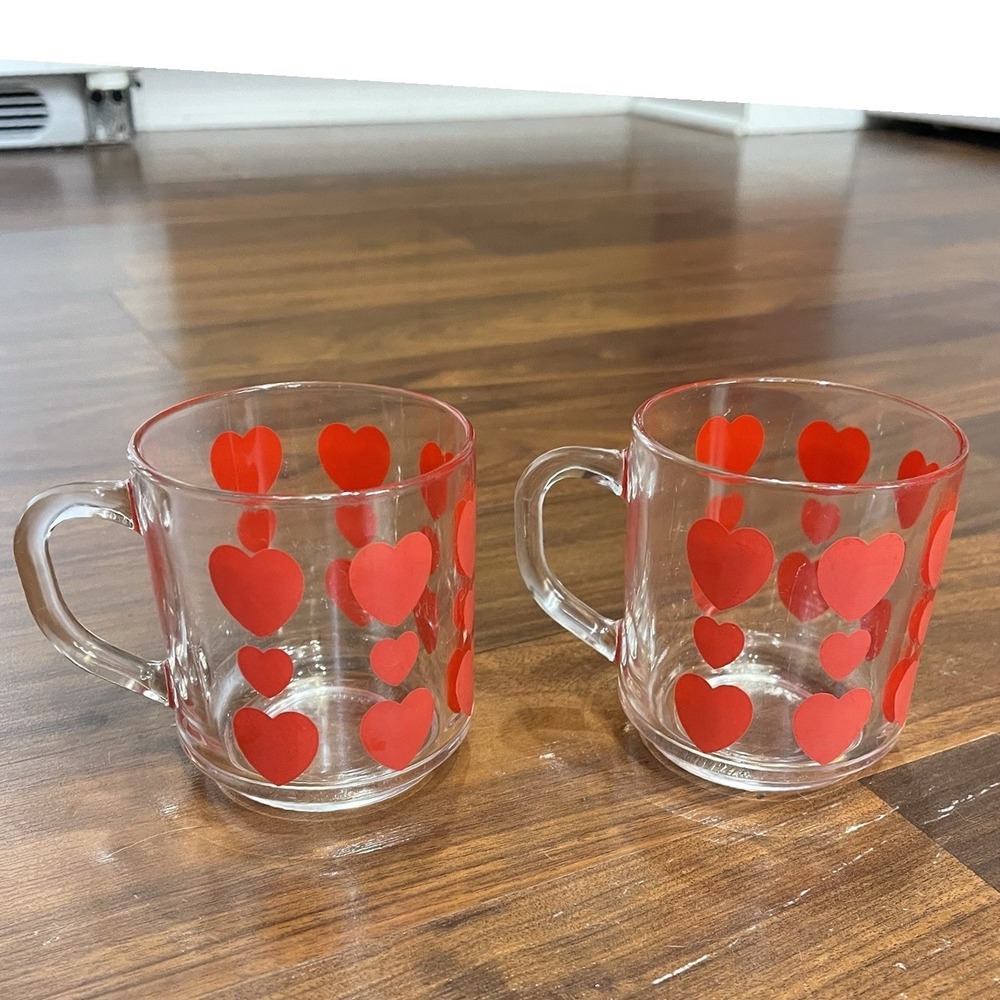 Vintage Arcoroc‎ French Glass Heart Coffee Cup Valentine Care Bears